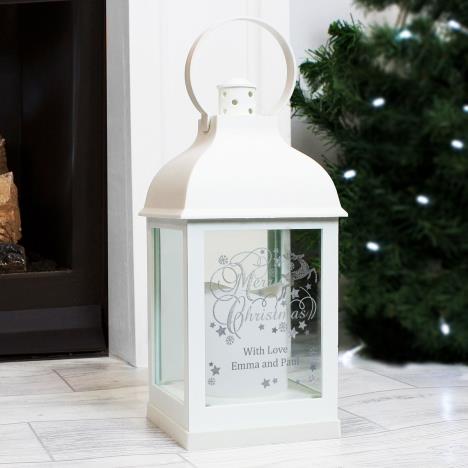 Personalised Silver Reindeer White Lantern Extra Image 1 Preview